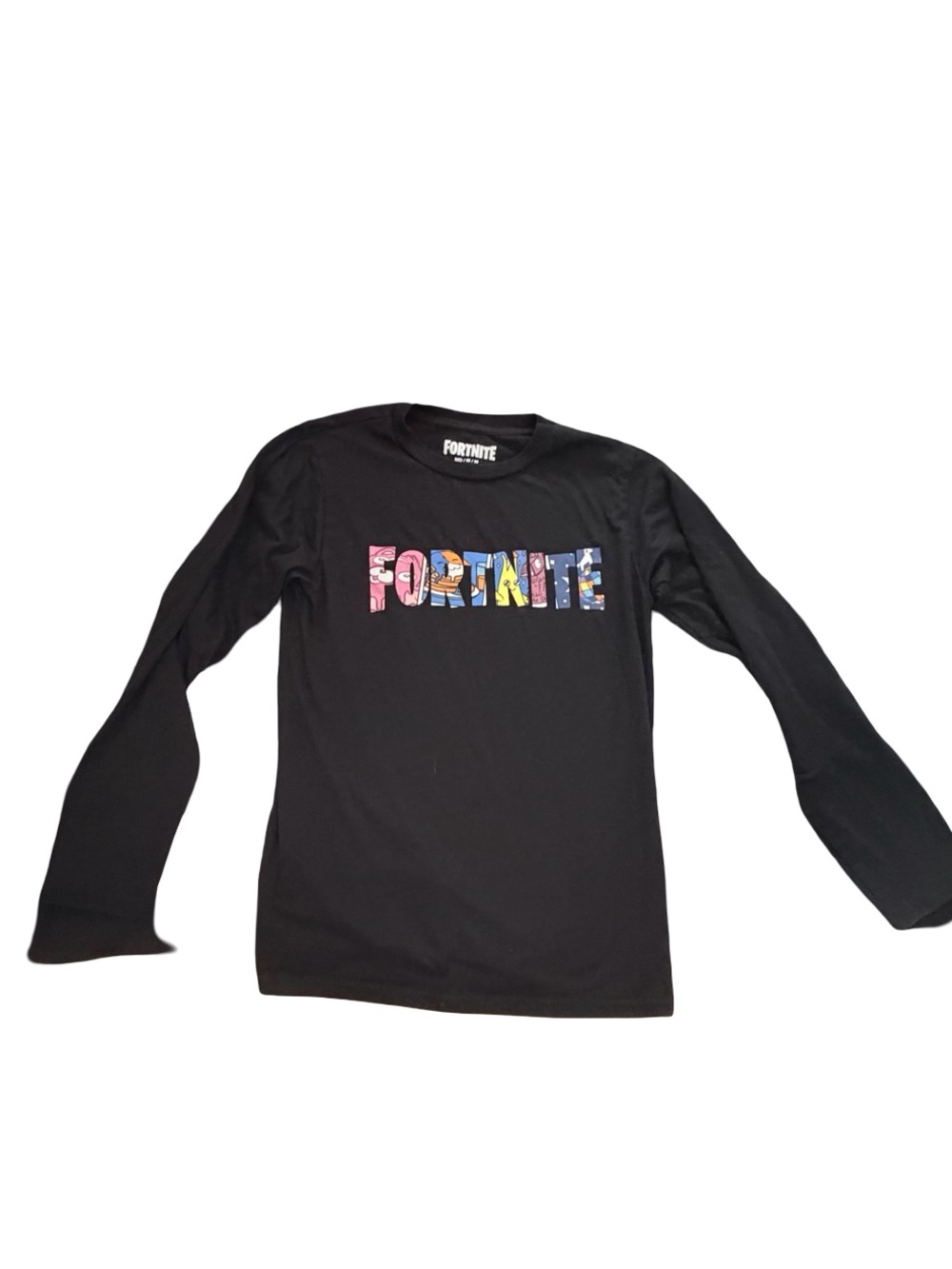 MAD Engine Kids Black Long Sleeve Fortnite Graphic Tee with Multicolor Logo